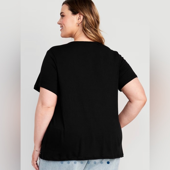 🆕 Old Navy Women’s Luxe Crew Neck Short Sleeve T-Shirt Black L 12-14 Tall Long - Picture 7 of 15
